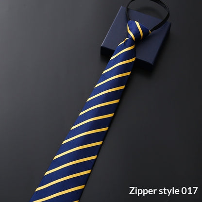Mens Business Formal Zipper Tie With Blue Stripes - Zipper 017