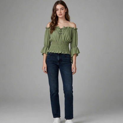 French-style Chic Multicolor Strap Top