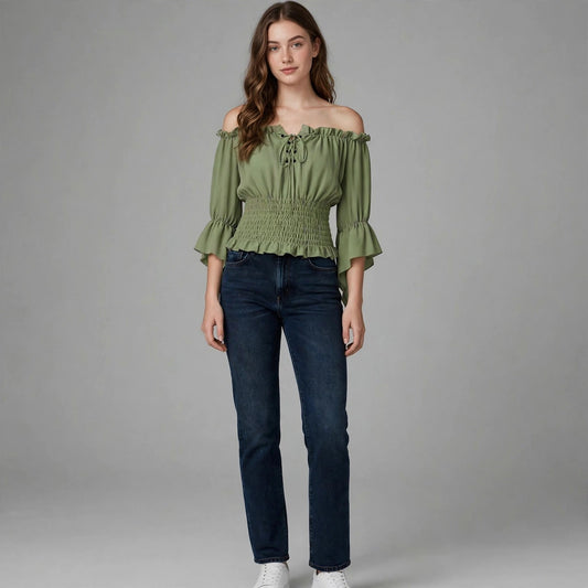French-style Chic Multicolor Strap Top