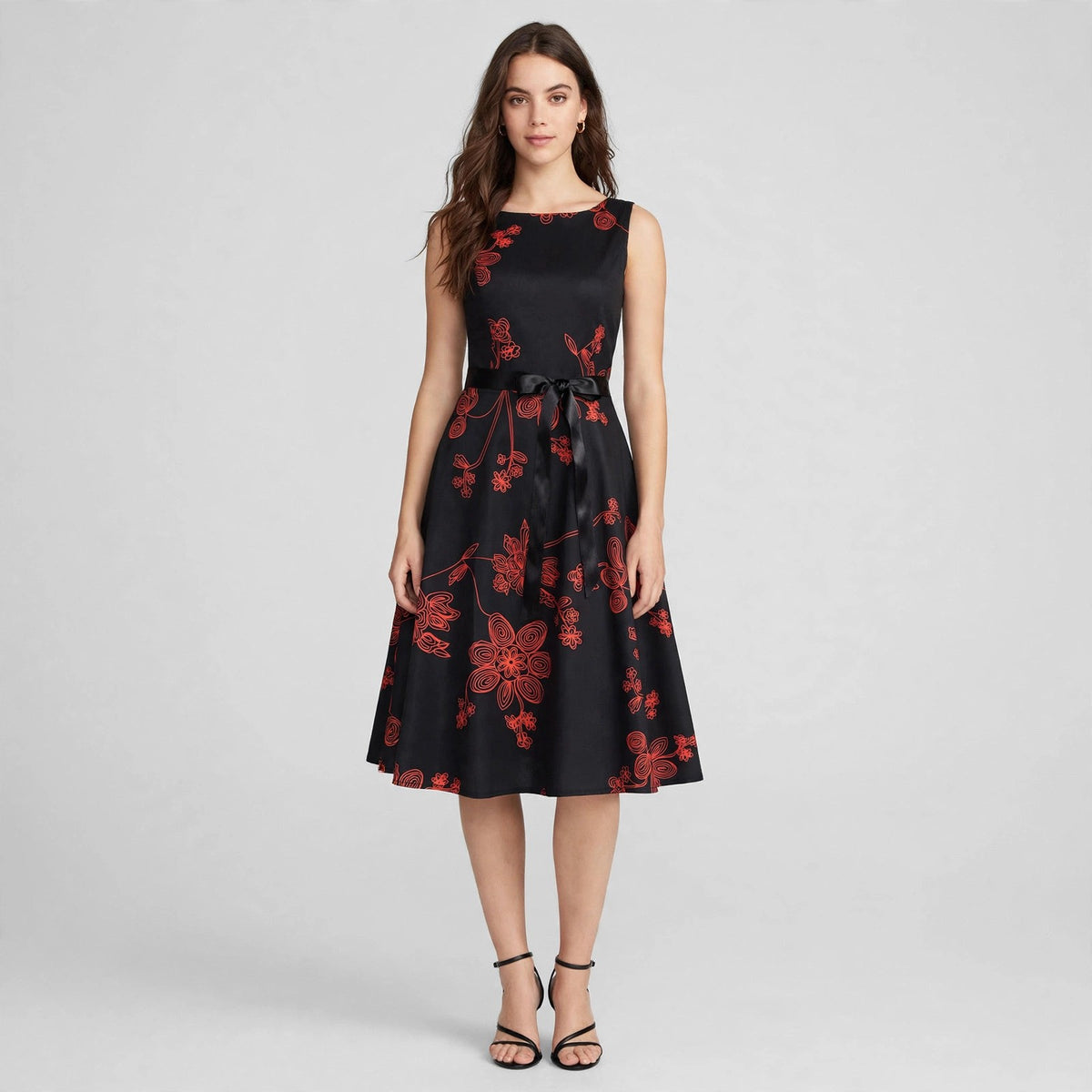 Retro Hepburn Style Slim Large Swing Dress Free Cloth Belt