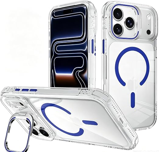 iPhone 18 Pro Max Case, Magnetic Ring & Kickstand, White