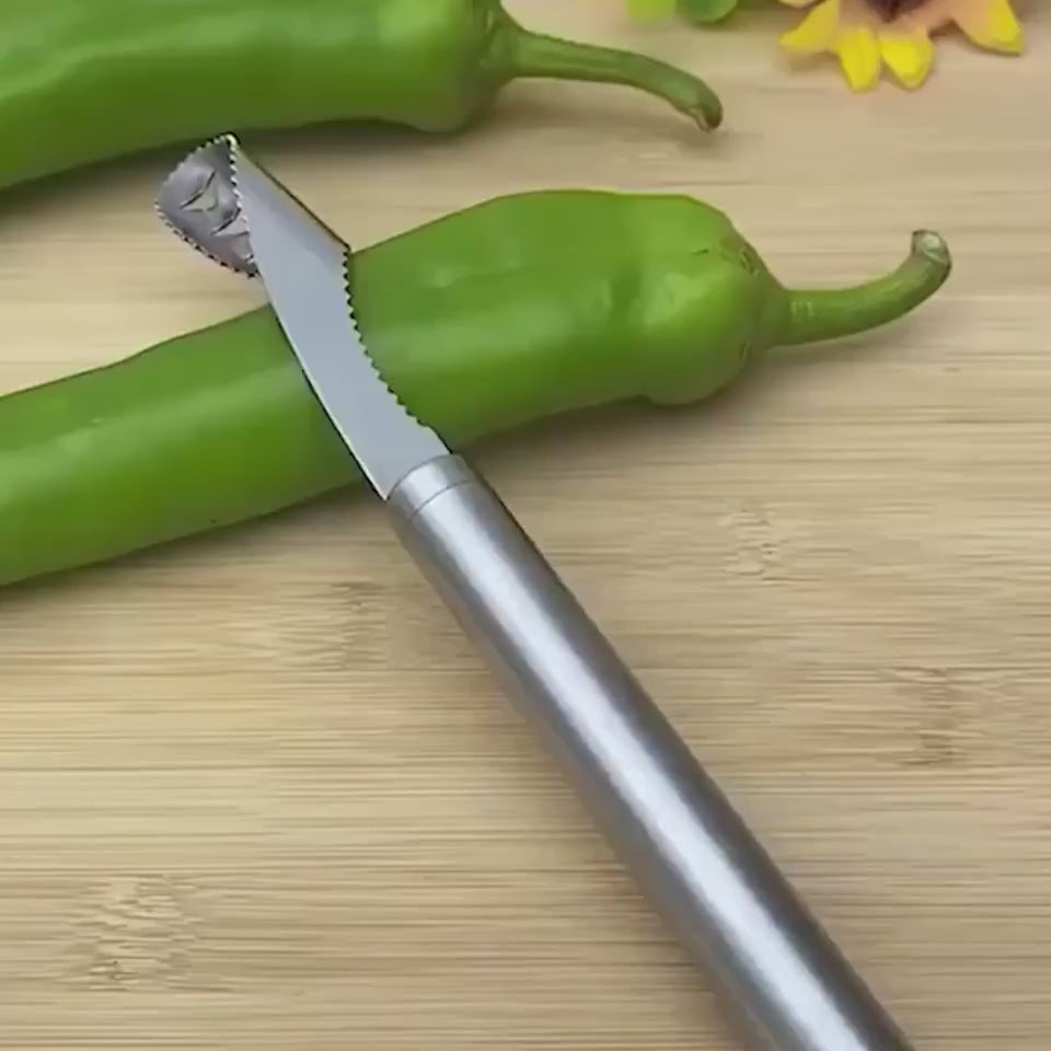 Stainless Steel Pepper Corer and Deseeder Tool - Steel color / 2PCS