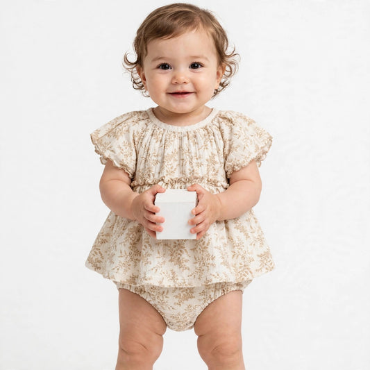 Onesie Baby Crepe Printed Baby dress - As Shown In The Figure / 66cm